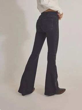 Free People Black Flare Jeans Bell Bottom Women's 25 Wide Leg Hippy Festival